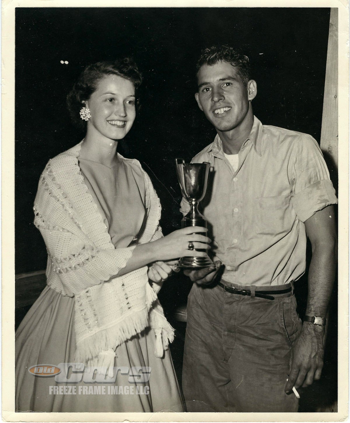 David Pearson after his first win in 1954 at Greenville-Pickens Speedway near Spartanburg, S.C.