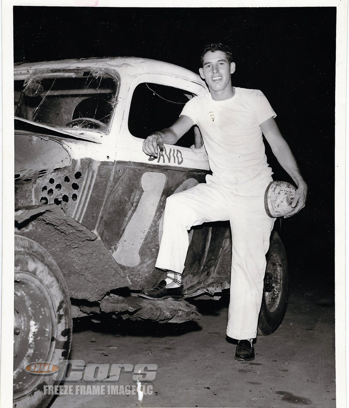 David Pearson and his first 1937 Ford race car back in 1954.