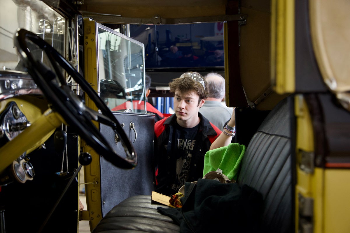 Students in the Automotive Service Technology program at Francis Tuttle Technology Center get an inside look at a 1930 Model A Ford Cabrolet brought to them by the OKC Model A Restorers Group on Monday, May 5.
