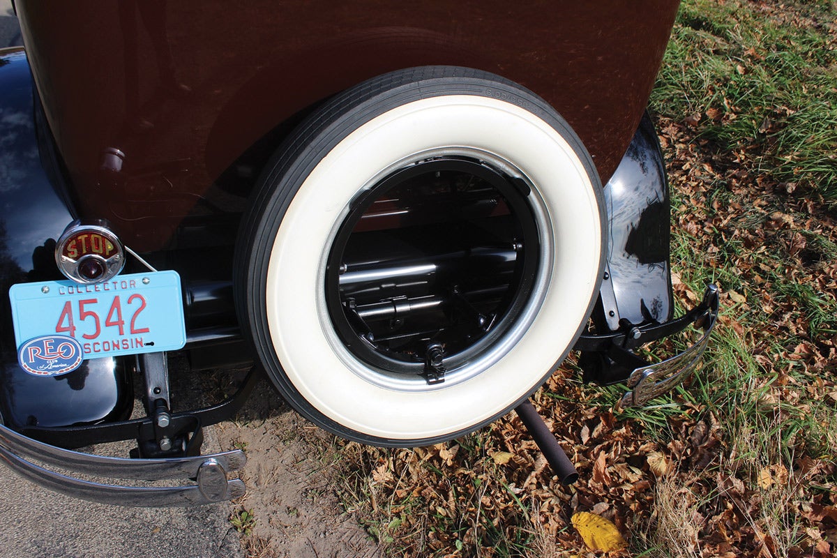 The rear bumper and spare tire carrier were both missing when Dan Koehler purchased this car in 1975, but he located both replacements during his lengthy at-home restoration project.