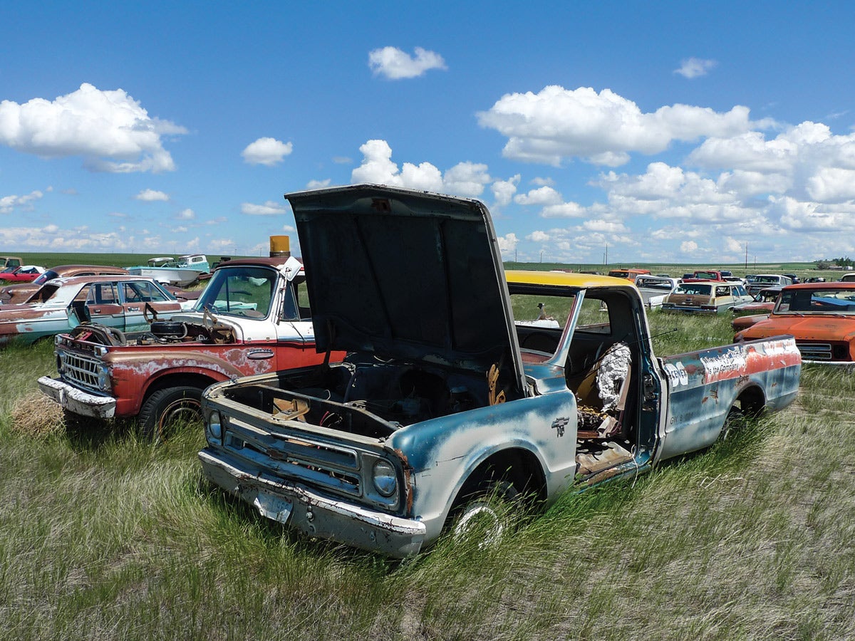 Here another ’67 C10 rests alongside a contrasting ’65 F-250. Both are former fleet vehicles, but apparently from different fleets.