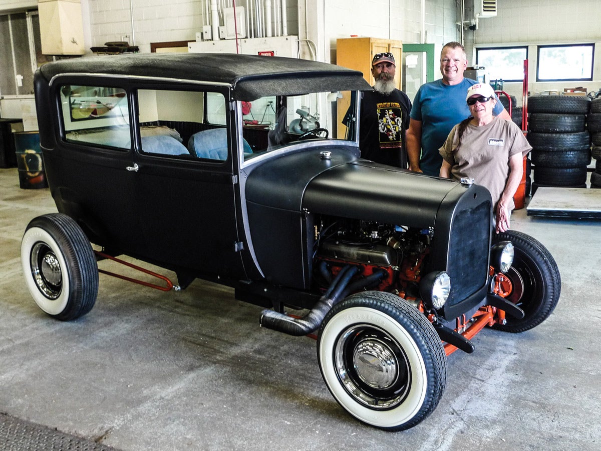 Left to right, that’s Mr. Crow, Mr. Hunter and Mrs. Rotten. From here it’s off to The Big Shindig. The students will be present — and quite surprised to receive the Best Hot Rod award.