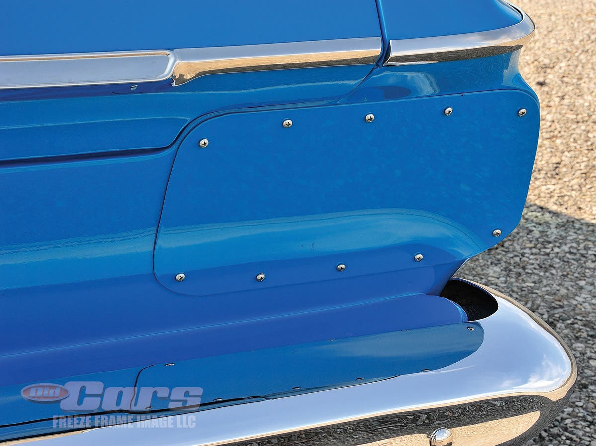 Even at the rear, taillamps add weight and drag, so they were blocked off with plates.