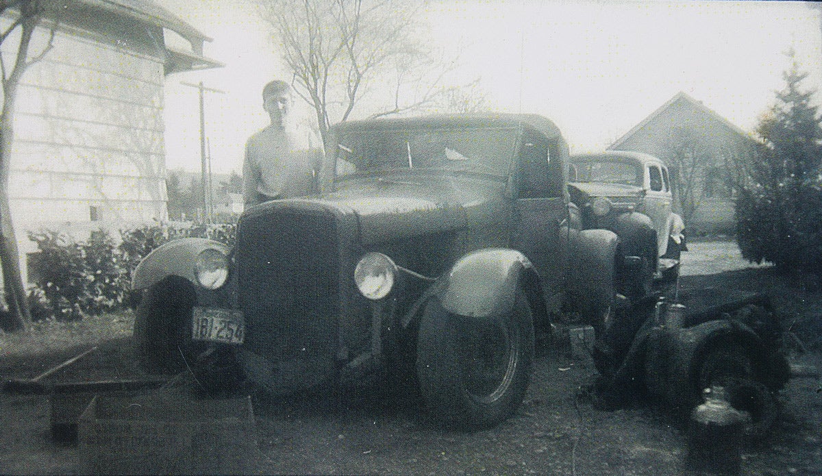 Here’s a young Al Drake with his first hot rod, a Model A Ford with a flathead V-8. Drake got the car bug as a kid and he never let go. His many books covered the hot rod scene in Portland in great detail, and his trips to California put him in touch with many famous hot rodders, after which he wrote several books about the burgeoning hot rod scene of the ’50s.