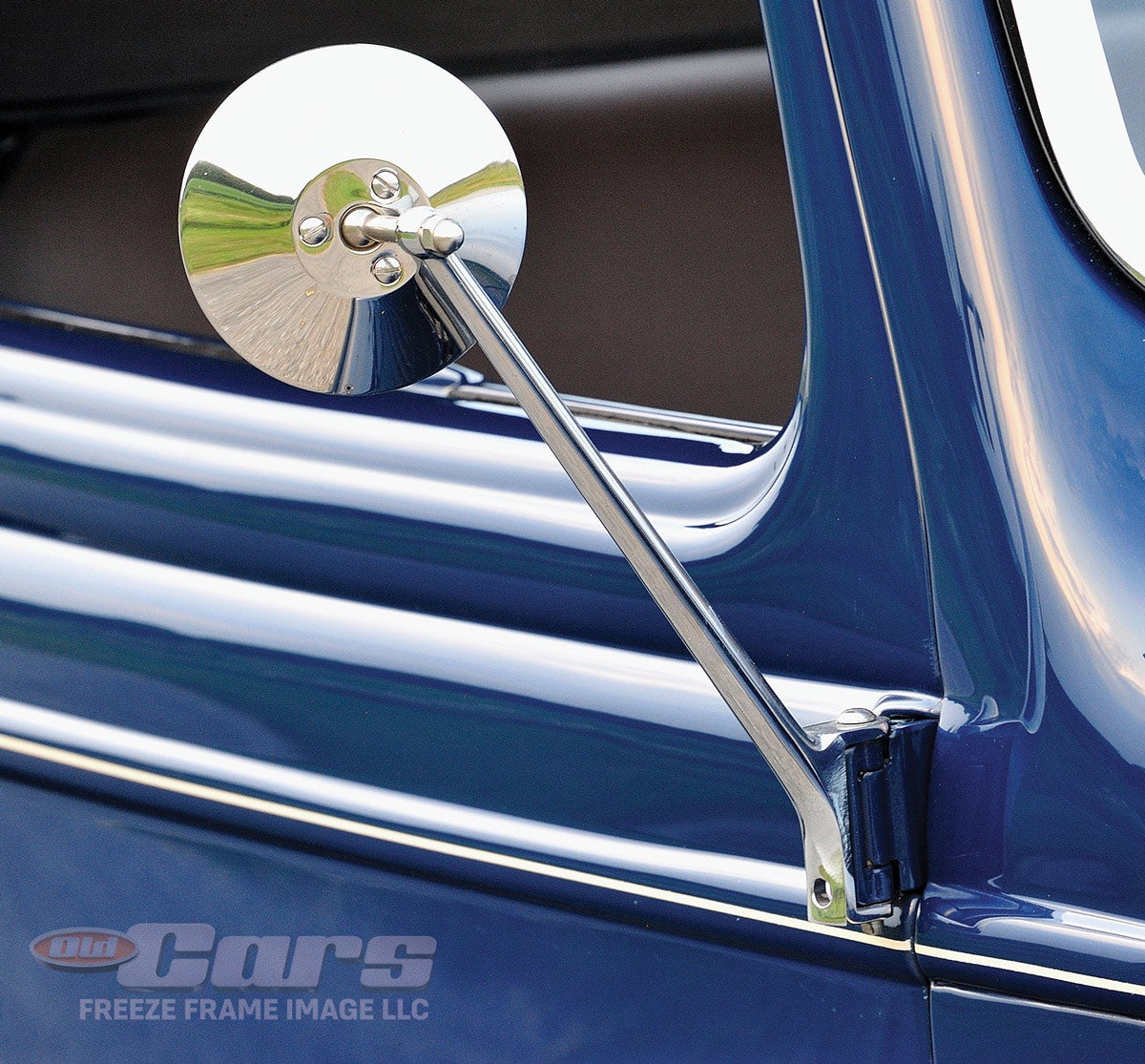 Passenger-side outside rearview mirror is ironically dainty for a work-duty vehicle.