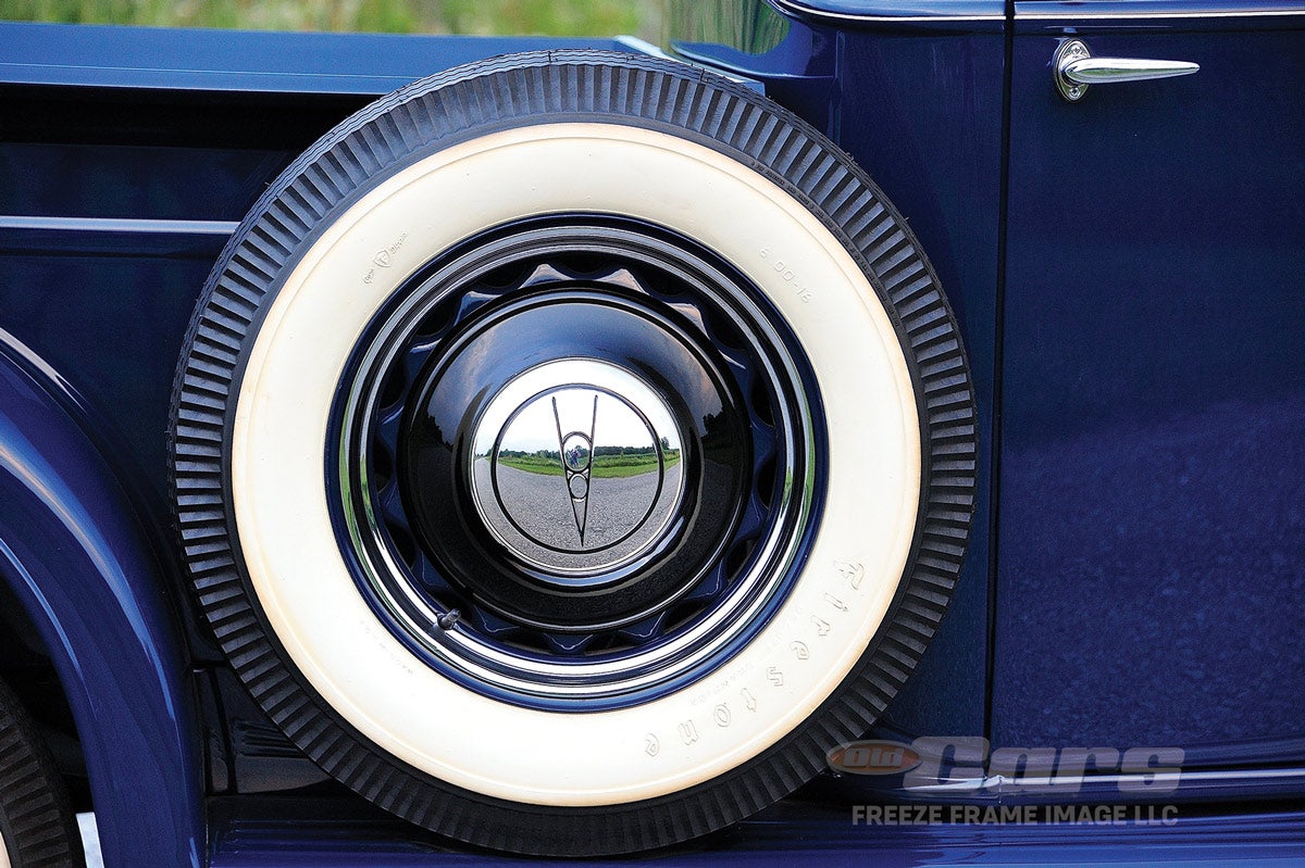 Starting with the 1935-’37 generation of Ford truck, the spare tire was mounted on the bed.