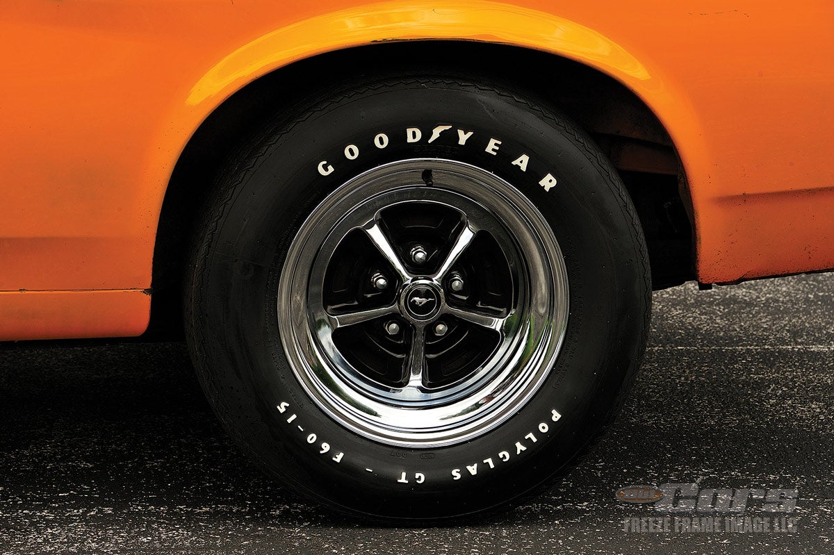 Just as it was back in the day, this Boss 429 wears Polyglas GT tires on its 15-inch Magnum 500 wheels.