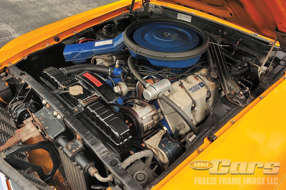 As with the exterior, the engine compartment was cleaned, and parts were refurbished only as needed to make the Boss fully functional