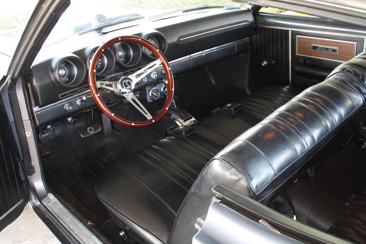 The interior looks new, but is entirely original with the exceptions of the steering wheel and the B&M “Quick Silver” shifter.