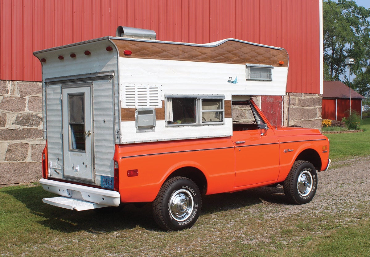 Paul Bellile’s father, Len, bought this cool Chevrolet Blazer brand new in 1972, and promptly converted it into the family camper. The chassis-mounted camper conversion was done by a company called Ronco in Osseo, Minn., and it’s possible the Blazer/camper is the only one of its kind. It’s got 95,000 miles on the odometer is almost all original, with only a partial second coat of its Hugger Orange paint.
