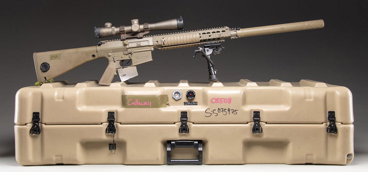 An Air Force issued M110 KAC Semi-Automatic Sniper Rifle