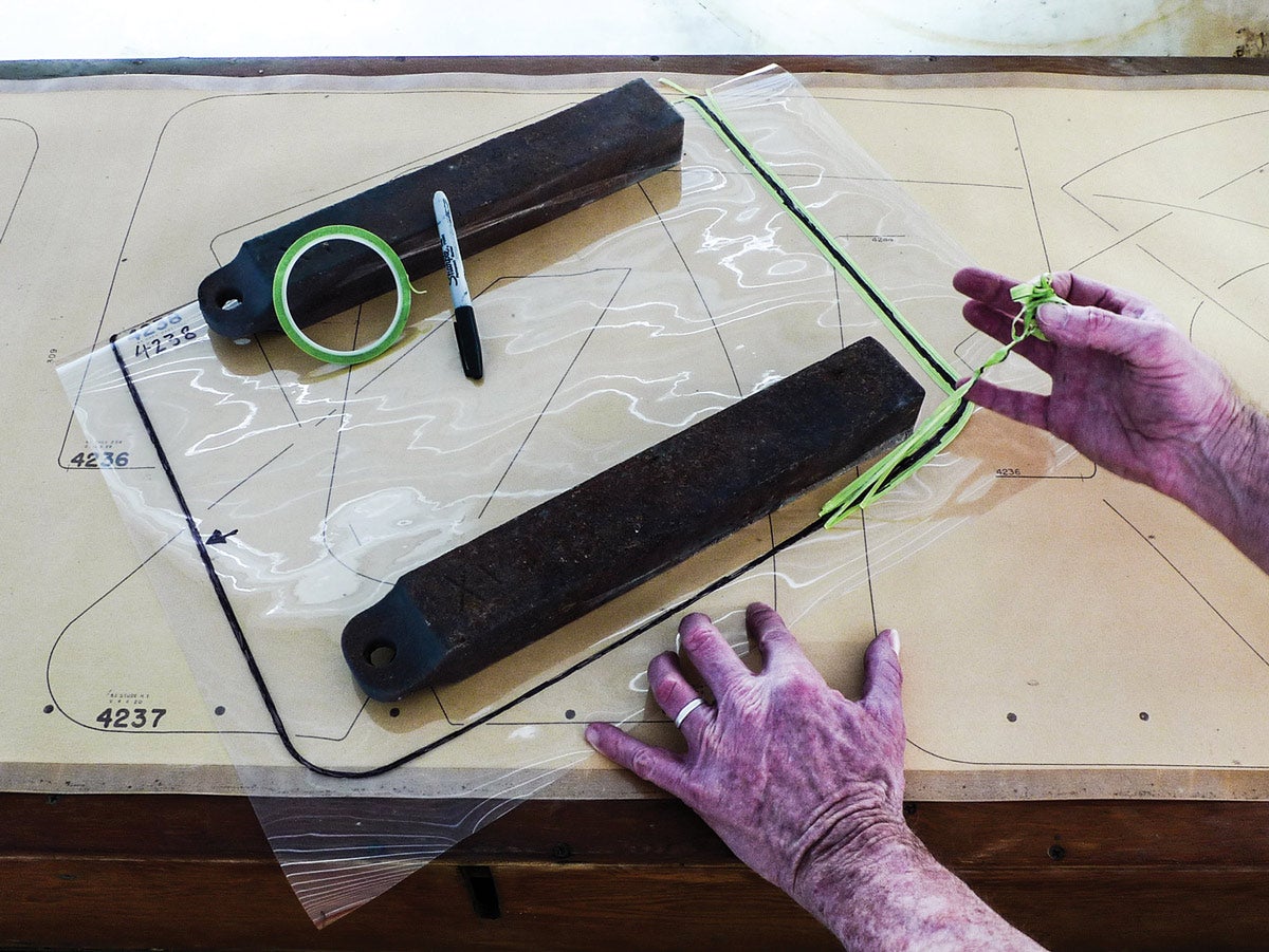 So, to precisely duplicate the needed pattern let’s use clear Mylar sheeting, masking tape and a dull Sharpie. The end result can be rolled tightly and shipped affordably.