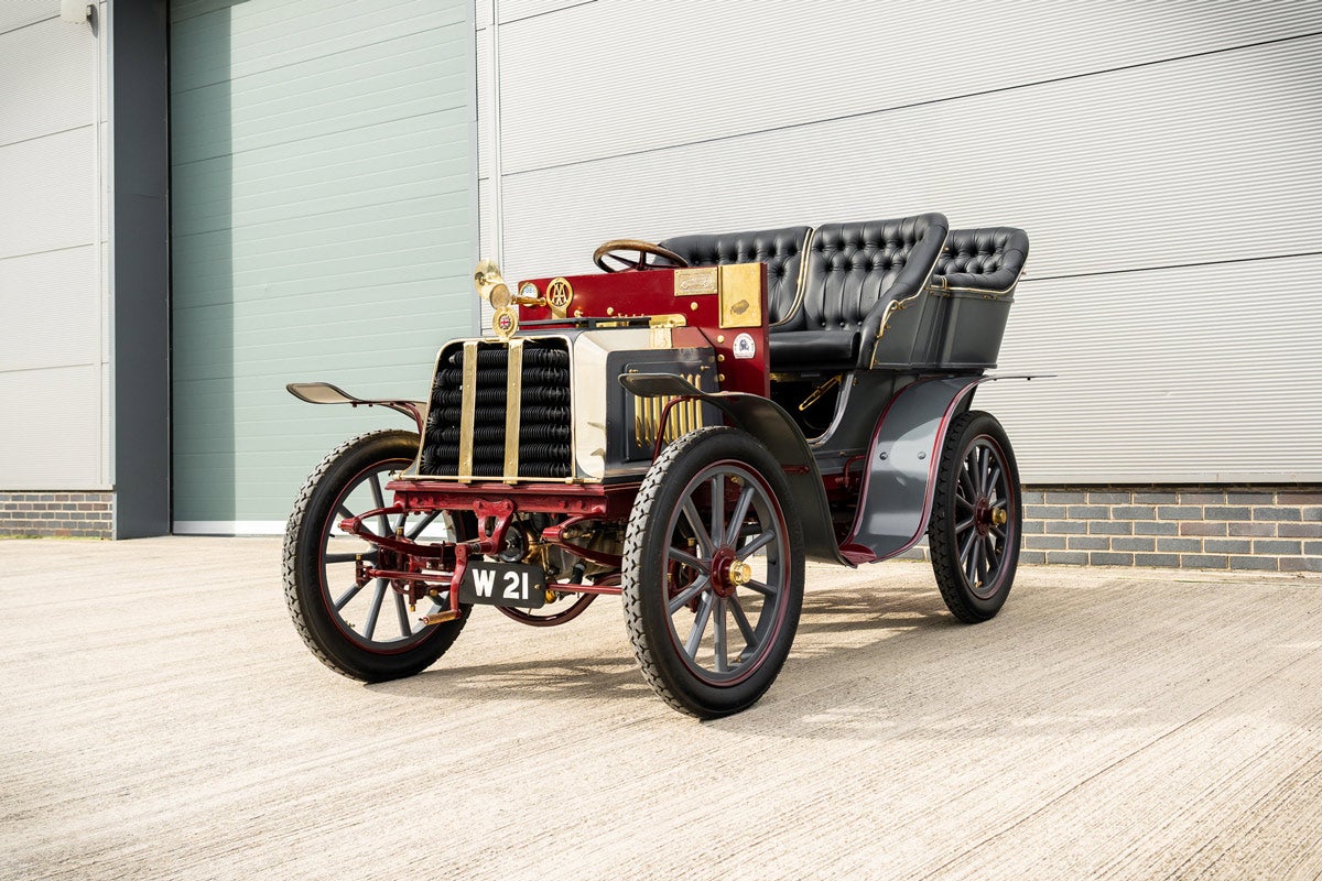 A 1913 Darracq 12hp Twin-cylinder Swing-seat Tonneau, sold for £83,950.
