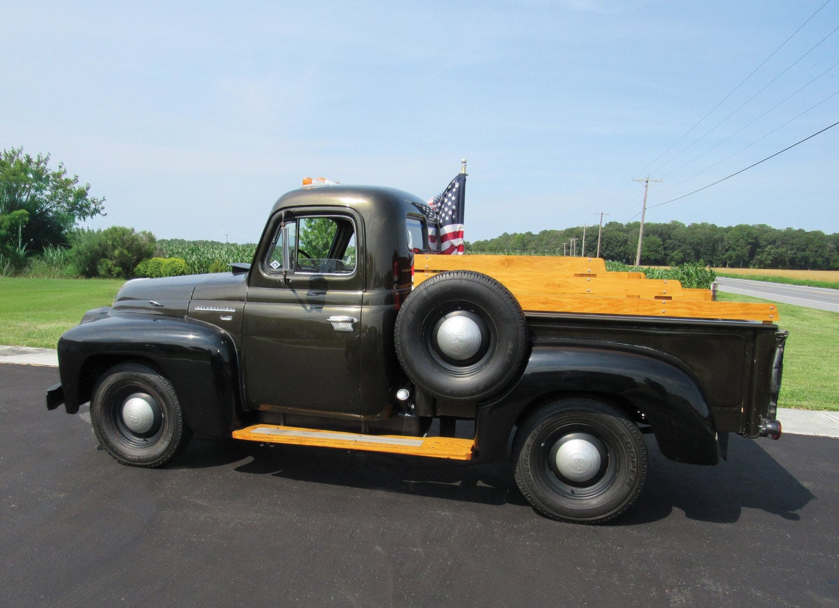 Cargo box has railings built by owner Larry Sullivan.