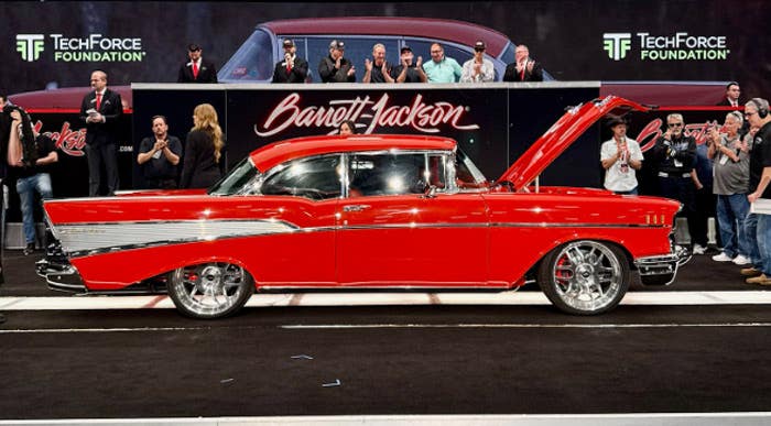 CRC Industries raises $100,000 for skilled trade scholarships with sale of hydrogen-powered ‘57 Chevrolet Bel Air at Barrett-Jackson